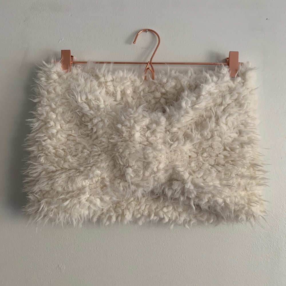 Faux Fur Cowl Scarf in White
